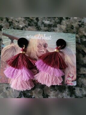 Wanderlust Pink and Burgundy Tiered Tassel Earrings